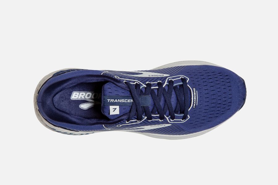 Transcend 7 Road Brooks Running Shoes NZ Mens - Navy/Silver - DMJTAP-453